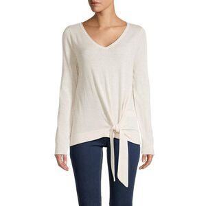 Max Studio Tie Front Sweater Oatmeal Color XS